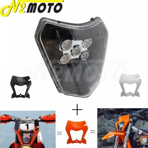 Motocross Enduro LED Headlight Headlamp Mask Cover For 125 150 250 300 350 400 450 500 SX XC SX-F XC-W EXC 530 XC-W Six Days