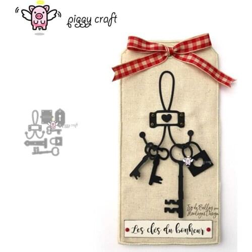 Piggy Craft metal cutting dies cut die mold 7Pcs Key lock chain Scrapbook paper craft knife mould blade punch stencils dies