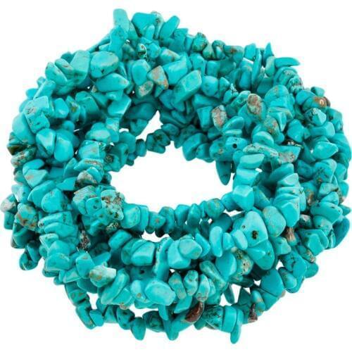 TUMBEELLUWA Lake Blue Howlite Stone Tumbled Chips Stone Loose Beads for Jewelry DIY Making 33 inches