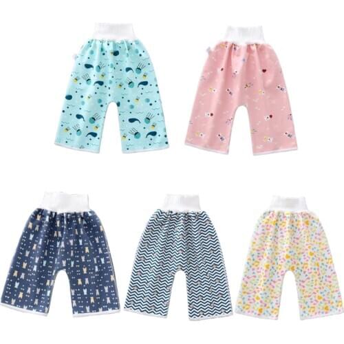 Comfy Child Diaper Skirt Shorts 2 in 1 Anti Bed-wetting Washable Cotton Potty Training Nappy Pants Waterproof Bed Clothe