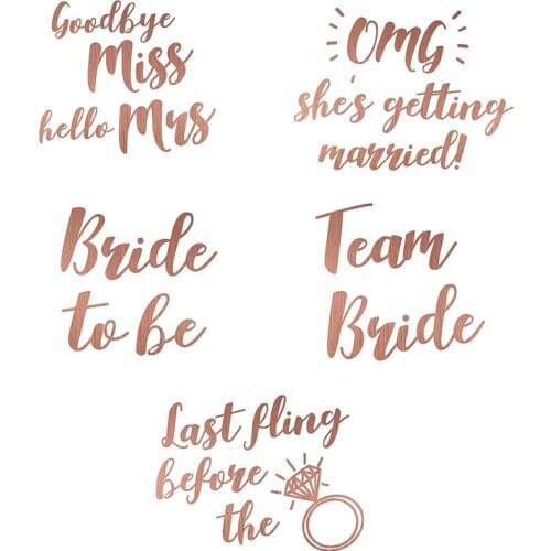 Rose gold themed Bridal Shower Bachelorette hen party wedding bride to be decoration gift present Miss to Mrs Bridesmaid Tattoo