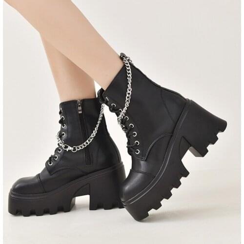 Women Ankle Boots2021 Fashion Autumn Warm Fur Motorcycle Non-slip Waterproof Female Platform Boots Shoes Size 43 Women Shoes