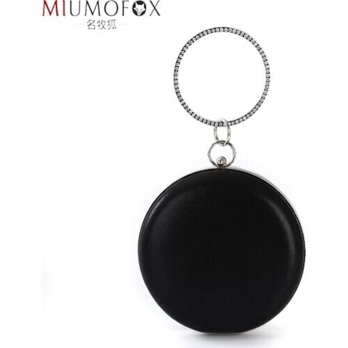 Women Wedding Evening Clutch Round Bag Purses Oblate Handbags Crossbody Party Shoulder Bags Day Clutches Gold Handbag for Party