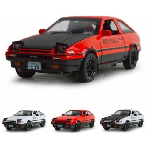 1:28 Initial D TRUENO AE86 MINIAUTO Alloy Diecast Model Car Kids Toys Gift Adult Collection Pull Back Car Sound Light Music