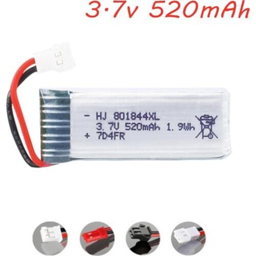 3.7v RC Battery for Hubsan H107P 801844 3.7V 520mAh 25c lipo Battery for H107P RC Camera Drone Quadcopter spare parts 1Pcs