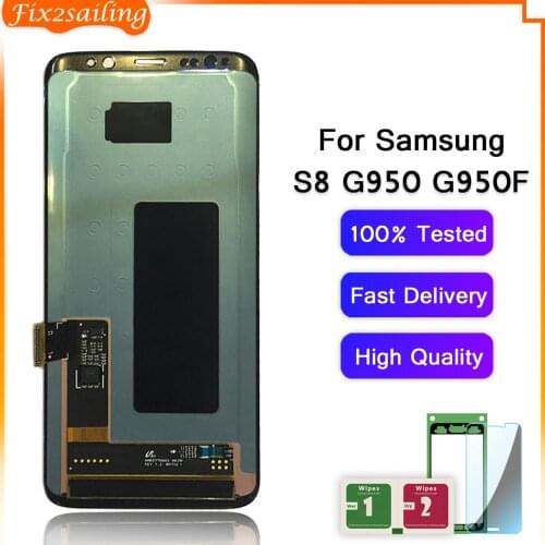 100% Tested Working AMOLED LCD Display Touch Screen Assembly For Samsung Galaxy S8 G950 G950F G950FD G9500 G950U Black