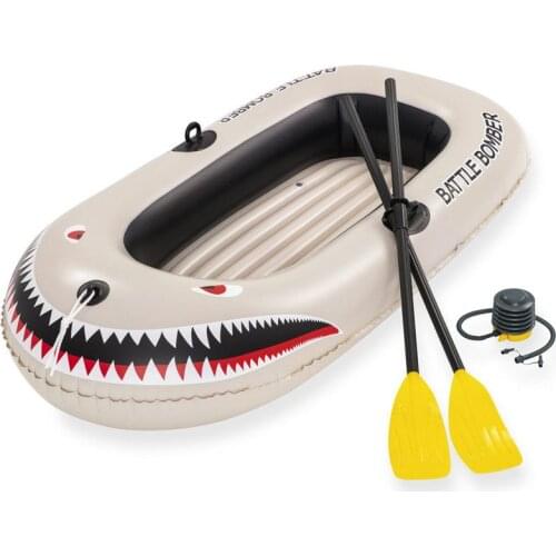 184cmx91cm River Lake Inflatable Two Person Shark Paddle Boat Family Camping Fishing Boat