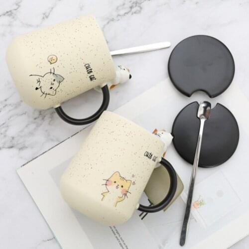 3d animal hand-painted mug cartoon cute cat large capacity ceramic cup breakfast coffee cup