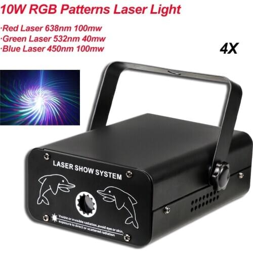 4Pcs/Lot Hot Sales 10W RGB Colorful Patterns Laser Light DMX 512 Professional DJ Party Show Club Holiday Home Bar Stage Lighting