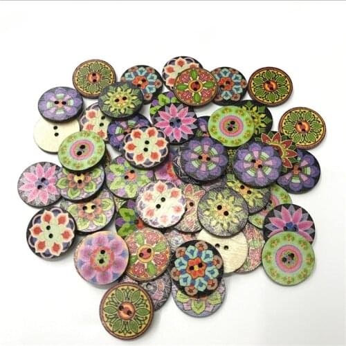 500PCS Painted Round Wood Buttons for Handwork Sewing Scrapbook Clothing Crafts Accessories Gift Card 20mm 25mm Vintage Buttons