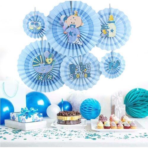 6pcs Baby Nipple Paper Fan Rosettes Photo Backdrop Paper Pinwheel Honeycomb for Boy Girl Birthday Baby Shower Garland decoration