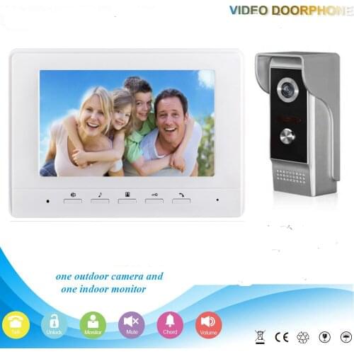 7 Inch Monitor Video Door Phone Doorbell Intercom KIT Fingerprint RFID Password Camera Access Control Unlock Doorbell Intercom