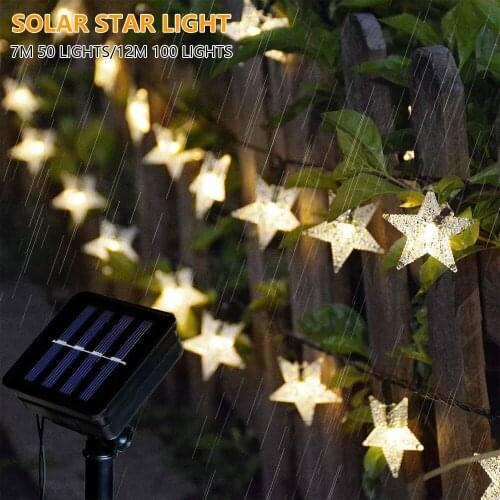 7m Solar Star String Light LED Fairy String Night Lights Garden Patio Decor Lamp Festival Lighting Warm White Solar String Light