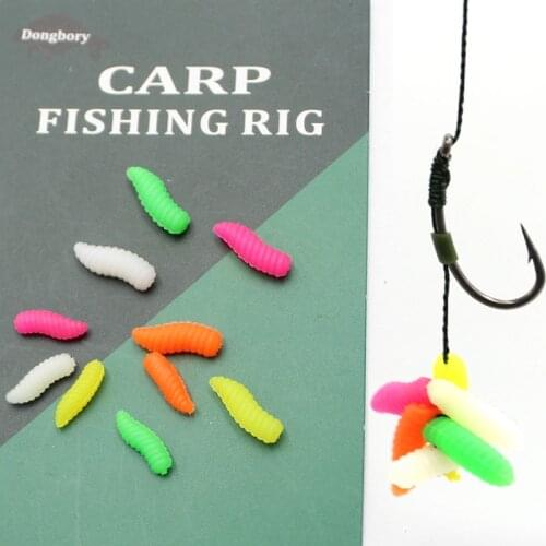 120PCS Carp Fishing Accessories Artificial Soft Bait Maggots for Zig Hair Rigs Chod Ronnie Rig Pop UP Boilies for Tackle Equipm