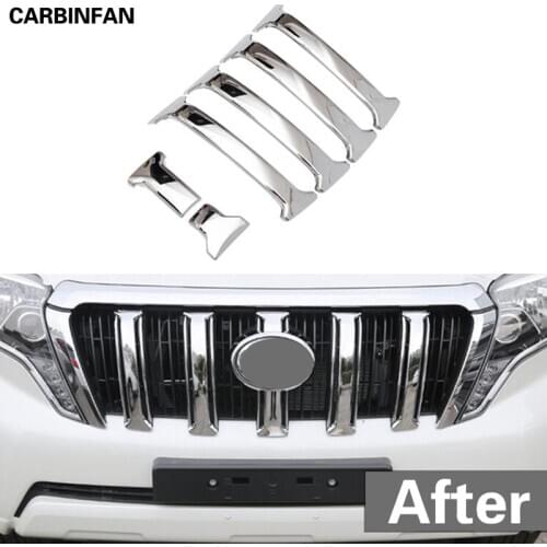 Car Styling Front Hood Middle Net Bumper Grille Frame Sticker Cover Trim Exterior Accessorie For Toyota Prado FJ150 2014-2017