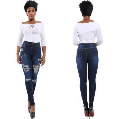 Leopard print Ripped Hole Patchwork Denim jeans Autumn Women high waist Retro Skinny Pencil Pant lady Casual Trousers plus size