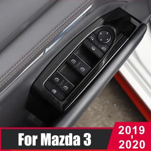 For Mazda 3 Axela 2019 2020 Stainless Steel Car Door Armrest Panel Window Switch Lift Buttons Covers Trim Interior Accessories