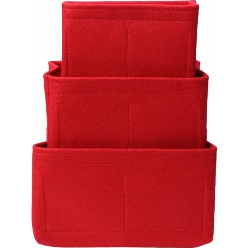LBER Home Storage Bag Felt Insert Bag Makeup Organizer Inner Purse Portable Cosmetic Bags Storage Red Storage