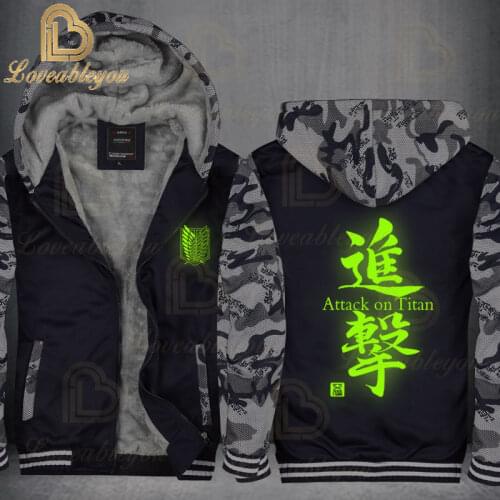 Luminous Attack on Titan Print Fleece Hoodies Autumn Spring New Arrival Long Sleeve Loose Sweatshirts Homme Hoody Mens Tops