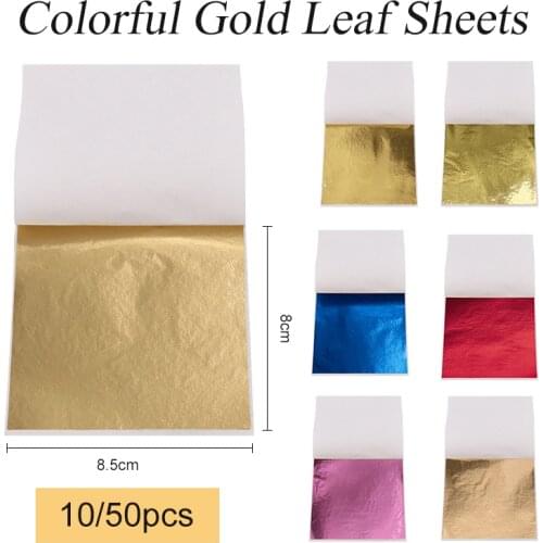 Imitation Gold Leaf Sliver Red Foil 8x8.5cm Papers Art Craft Design Kraft Paper DIY Craft Decor Leaf Leaves Sheets 10/50pcs