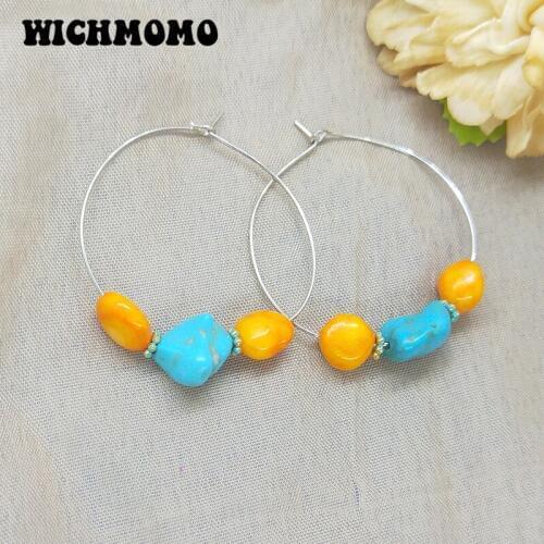 2019 New Fashion 45mm Zinc Alloy and Corals Round Earrings for Womens Fashion Jewelry Gifts Date and Party