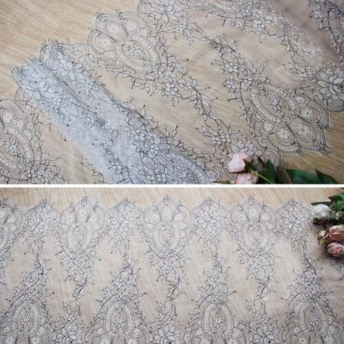 3Meters 44cm Width Cloth Lace DIY Garment Accessories Double Colors Eyelash Lace Trim Chantilly Lace Trimming for Wedding Veil