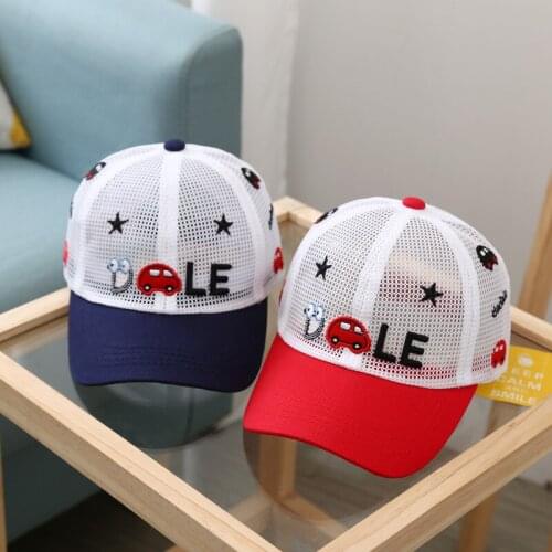 Summer Breathable Kids Hats Cartoon Car Boy Girl Net Baseball Caps Casual Toddler Baby Sun Hat Adjustable Children Visors 1-5 Y