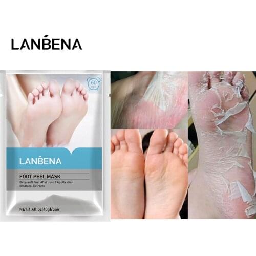LANBENA Foot Mask Peeling Exfoliation Scrub Remove Dead Skin Pedicure Socks Feet Moisturizing Nourishing Foot Patch for Spa