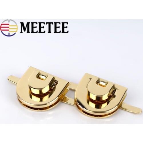 5Pcs Meetee 21x20mm Women Bag Metal Clasp Turn Lock Mortise Locks Snap Purse Bag Buckles Clasps Closure DIY Hardware Accessories