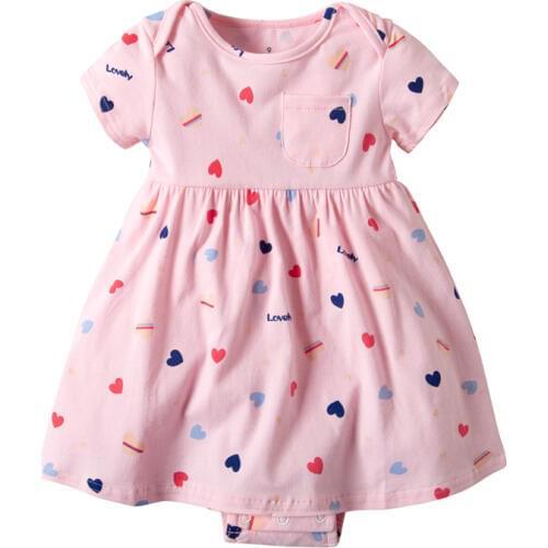 Lovely Baby Girl Dress Princess Girls Tolldler Kids Clothes Birthday Outfits Short sleeve love print romper