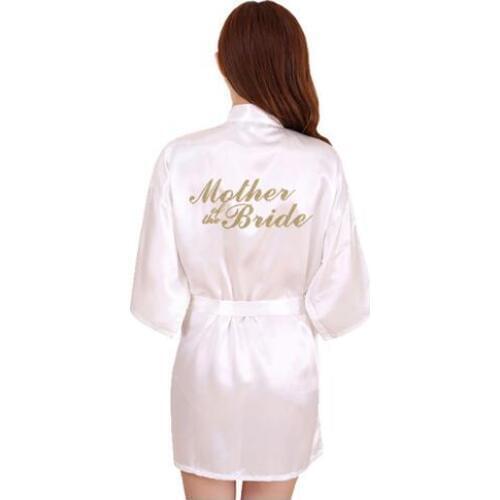 RB91 2017 Fashion Silk Bride of Mother Robe with Gold Letter Sexy Women Short Satin Wedding Kimono Sleepwear Get Ready Robes