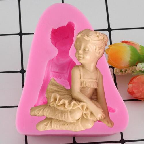 Mujiang Angel Girl Ballet Dancer Silicone Fondant Soap 3D Cake Mold Cupcake Jelly Candy Chocolate Decoration Baking Tool Moulds
