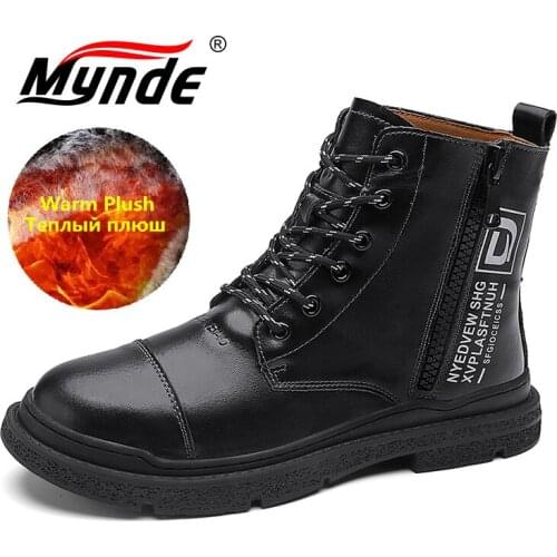 New Winter Waterproof Men Boots Plush Warm Snow Boots Outdoor Non-slip Men Ankle Work Boots Mens Motorcycle Boots Botas Hombre