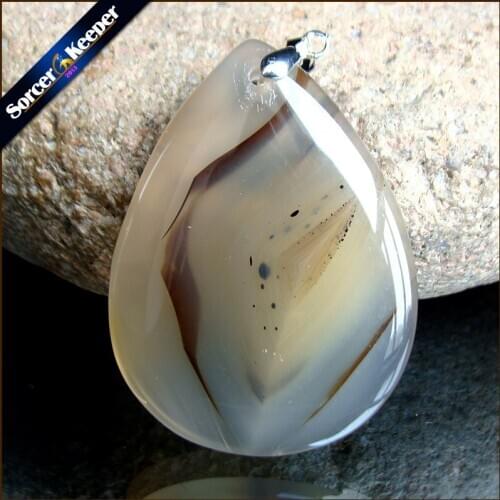 Men Jewelry Slide Large Natural Dendritic Moss Agates Stone Beads Pendant Necklace Wholesale Fashion Crystal for Boys Gift KS029