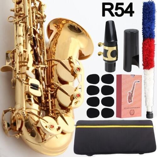 Free Shipping Music Fancier Club Alto Saxophone Reference 54 Gold Lacquer E-flat Alto Sax R54 With Case Mouthpiece Reeds Neck