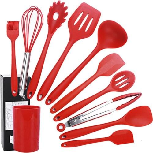 Silicone Kitchenware Cooking Utensils Set Heat Resistant Kitchen Non-Stick Cooking Utensils Baking Tools With Storage