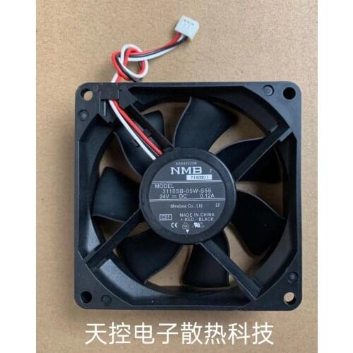 NMB-MAT 3110SB-05W-B59 DC 24V 0.09A 80x80x25mm 3-Wire Server Cooling Fan