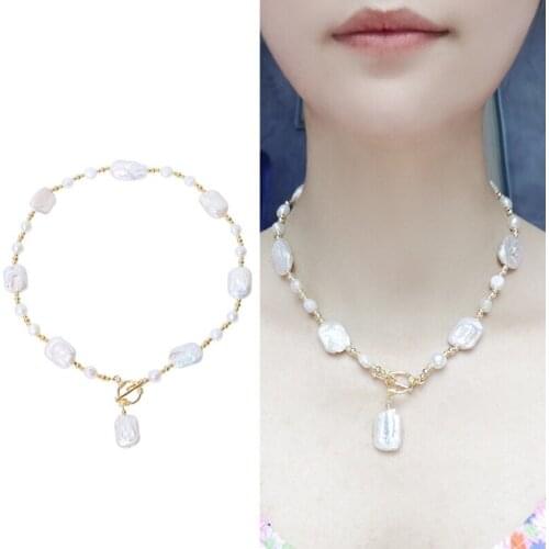 Gold Plated Real Natural Freshwater Pearl Necklace Fashion Charm Jewelry Anniversary Party Wedding Gift for Women Girls 2pcs/lot