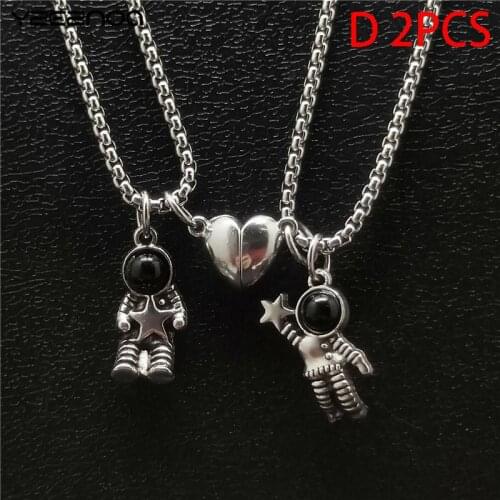 Cute Astronauts Magnet Attraction Pendant Couple Necklace Friendship Jewelry Creative Cool Chain Necklaces Dropship New