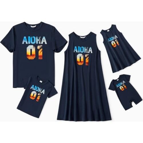 PatPat New Summer Mosaic Family Letter Print Matching Sets(Tank Dresses - Tops - Rompers)