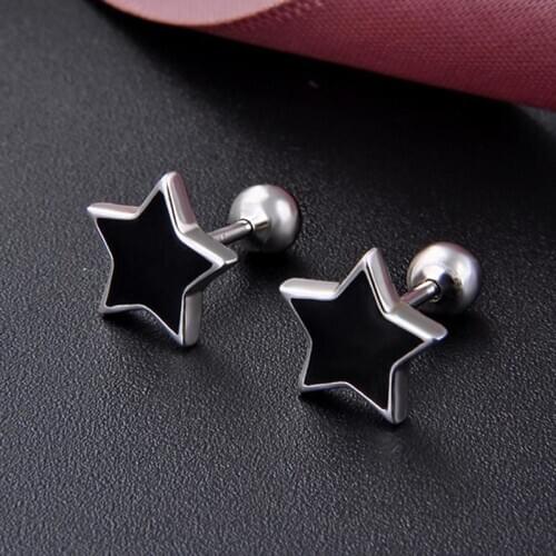 Real 925 Sterling Silver Star Shape Screw Back Earrings For Women Fashion Small Cute Style Silver Stud Earrings Fine Jewelry
