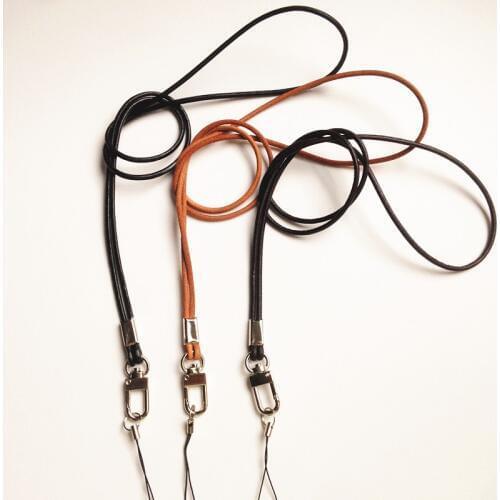 2018 Genuine Leather Lanyards Neck Strap For Mobile Phone ID Card Key USB Camera MP3 car keychain short and long hang rope
