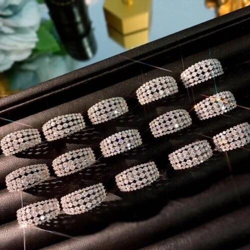 Luxury Hollow 925 Sterling Silver Ring with Bling Zircon Stone for Women Wedding Engagement Fashion Diamond jewelry