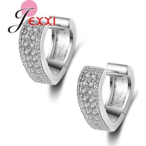 Pretty Love-Heart Shape Fashion Earrings For Women Beautiful Round Stud With Full Shiny Fine Jewelry