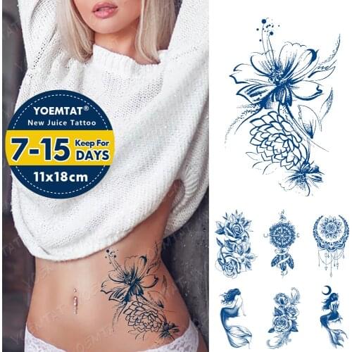 Semi-permanent Tattoos Body Art Water Transfer Temporary Tattoo Sticker Moon Mermaid Seaside Tatoo Arm Fake Ocean Tatto Women