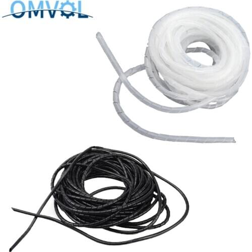 White Black cable wire winding pipe spiral wrapping wire organizer Sheath Tube 4mm 6mm 8mm 10mm Cable Sleeves wrapping tube