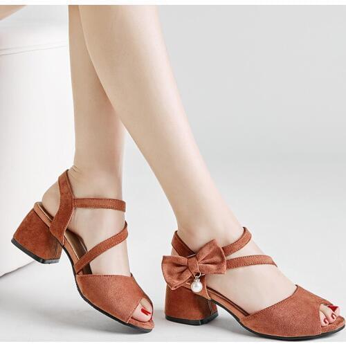 YMECHIC 2018 Fashion Summer Party Ladys Shoes Stable High Heels Butterfly-knot Bowtie Cross Tied Women Sandals Peep Toe Big Size