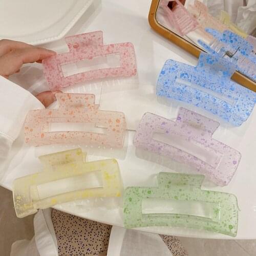 AOMU 1PC 2021 Korea Spring Autumn New Candy Color Acrylic Hair Claw Clips for Women Hairpins Hair Accessories Gifts