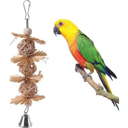 Parrot Chew Strands Wooden Bird Parakeet Bite Molar Toys Rattan Ball
