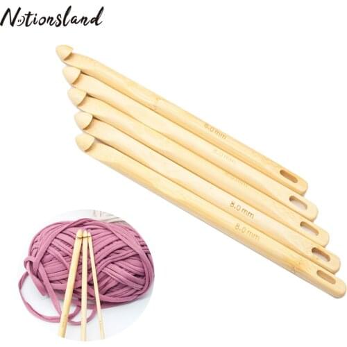 3Pcs /set Wooden Afghan Crochet Hook Set Knitting Needle Yarn Sewing Embroidery Tools Wood DIY Knitting Crochet Hook 4/6/8mm